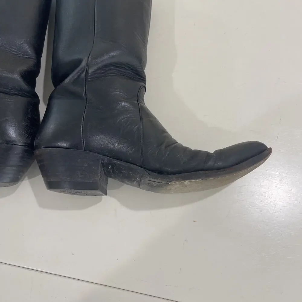 Champion Attitude Men Black Western Boots Size 9B Snap Side Vintage